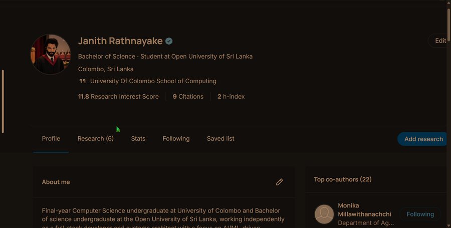 Janith Rathnayake ResearchGate profile preview